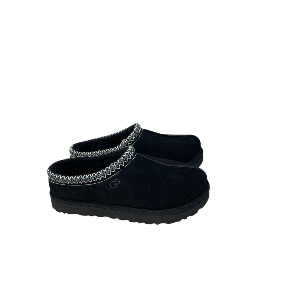 Ugg Tasman Loafers Women's Size 10 Black Suede Sheep Wool Slippers Shoes